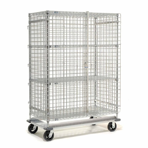 Nexel Dolly Base Security Truck, Chrome, 18inW x 36inL x 70inH, Rubber, 2 Swivel, 2 Rigid Casters 800404 - main